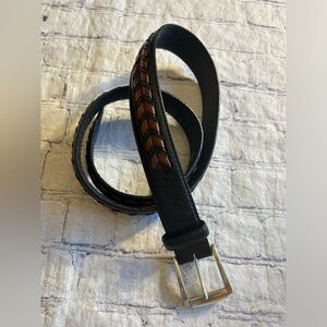 BRIGHTON TWO TONE BRAIDED BLACK/BROWN WESTERN MENS LEATHER BELT SIZE 36